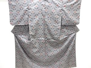 花菱に亀甲模様織り出し西陣お召着物